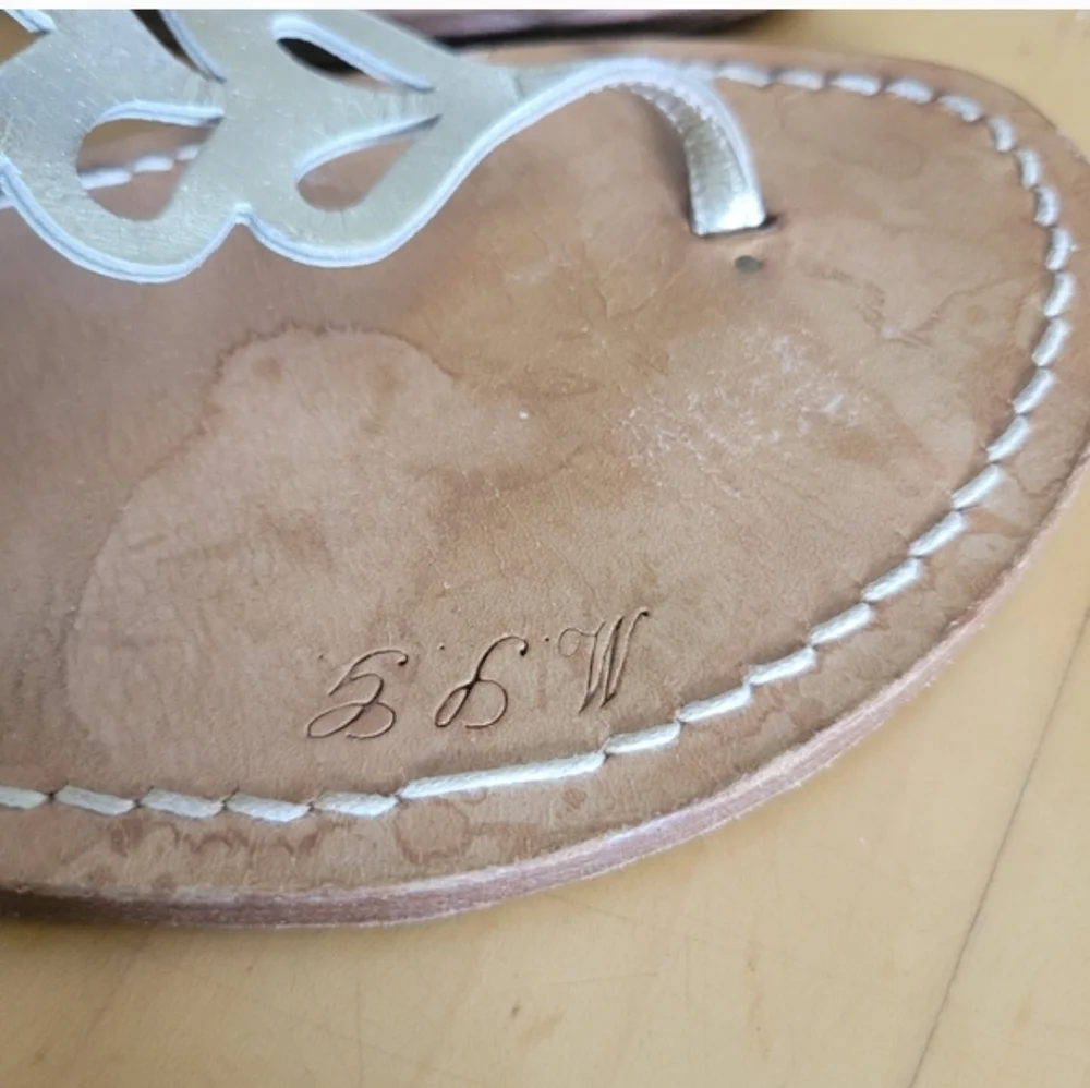 Capritouch Gold Leather Sandals Gladiator Flats Sz.7
